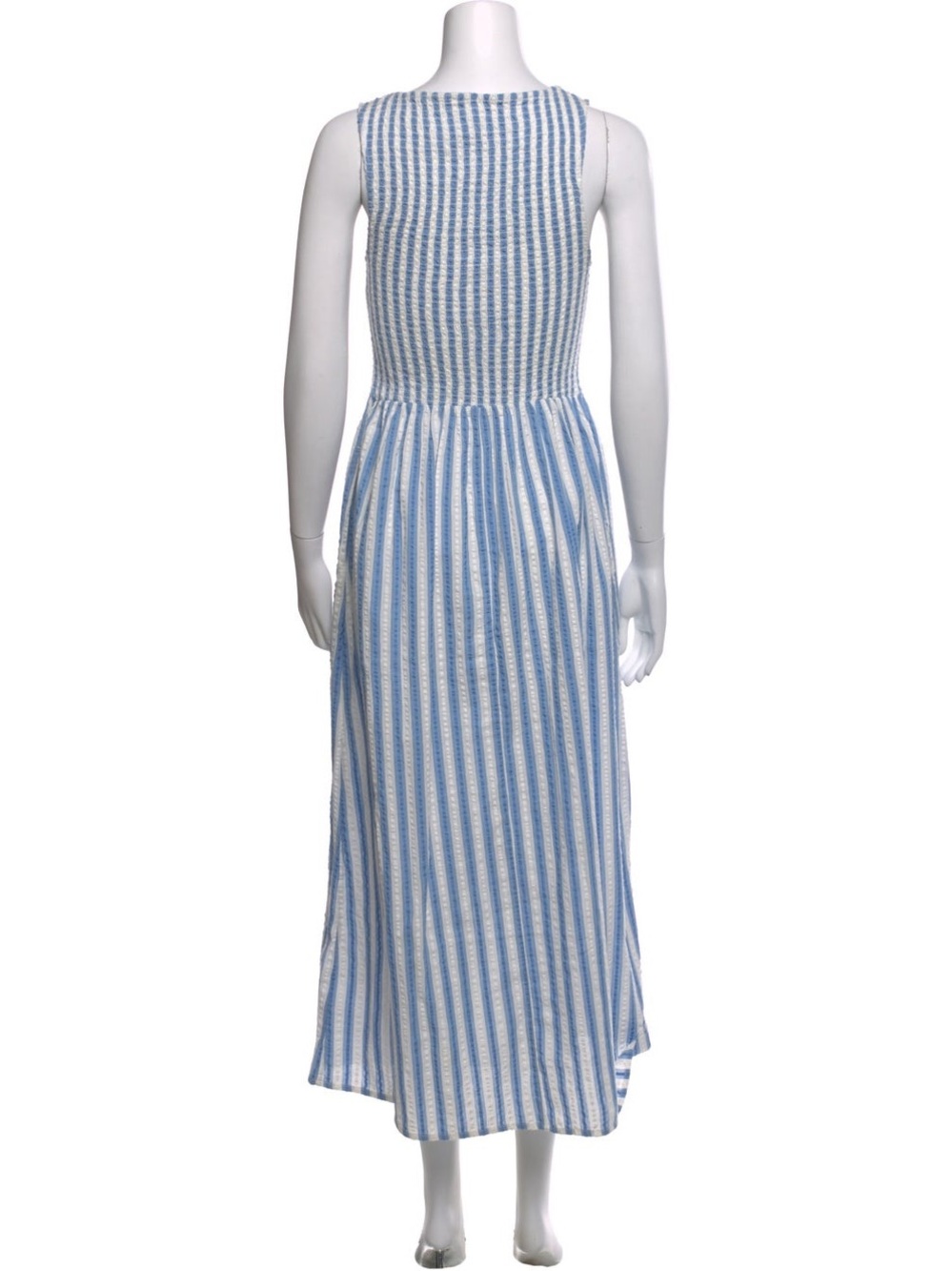 Caroline Constas 🦋 Blue Striped Smocked Nap Dress (M/L) - Picture 3 of 8